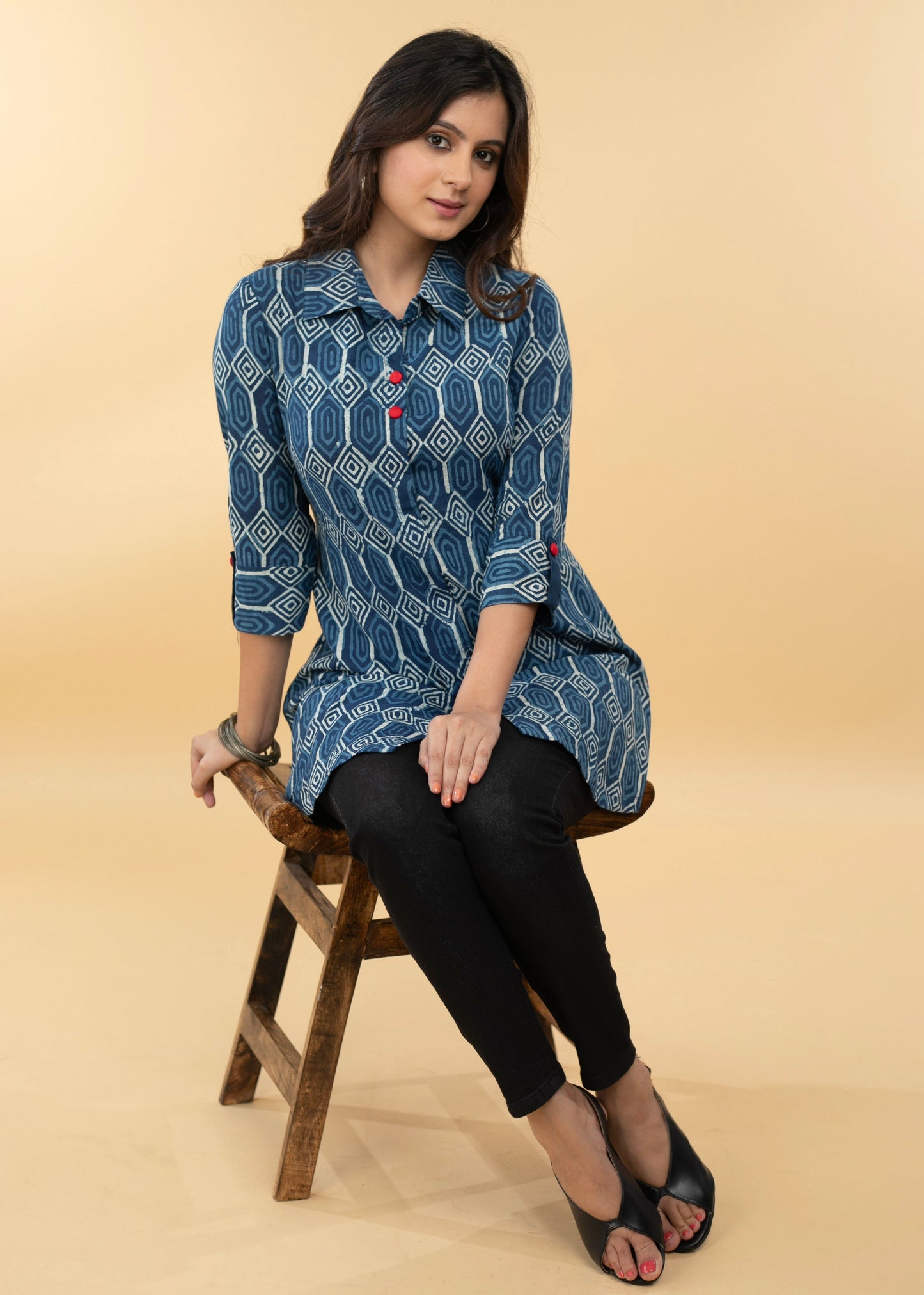 Easy to pair Cotton Indigo Shirt Tunic