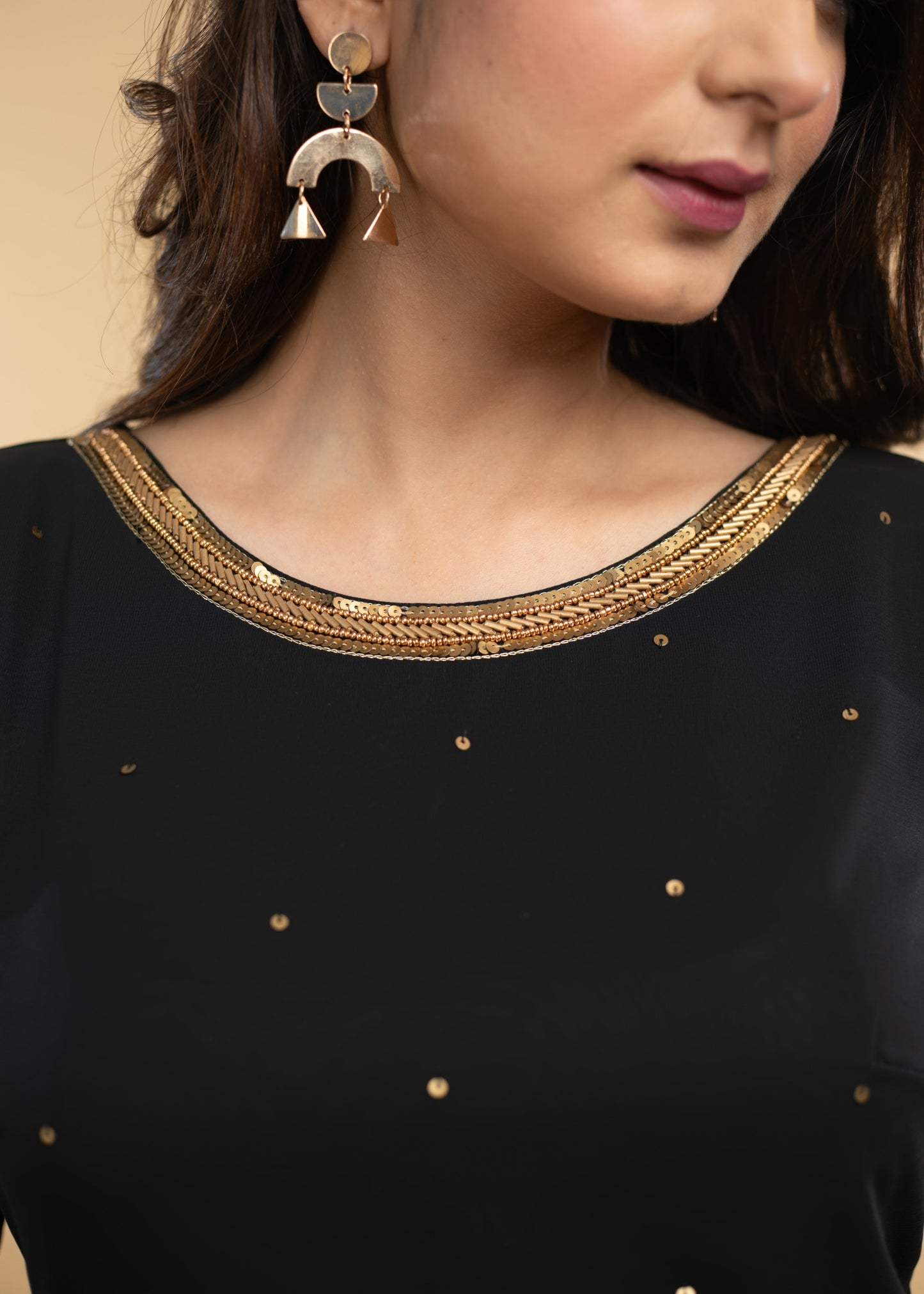 Exclusive Black Hand Embroidered Georgette Evening wearTunic - Georgette Pant Optional