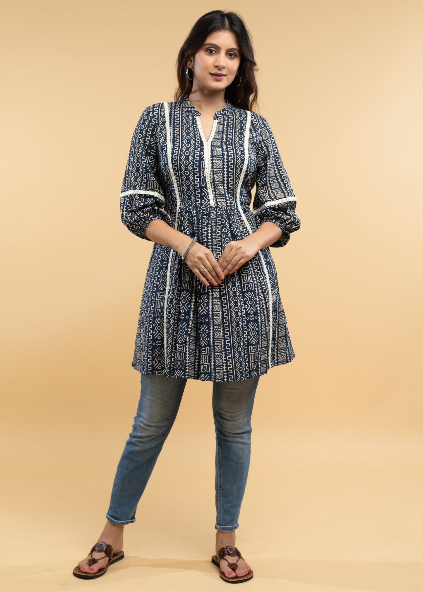 Casual Viscos Printed A-Line Tunic
