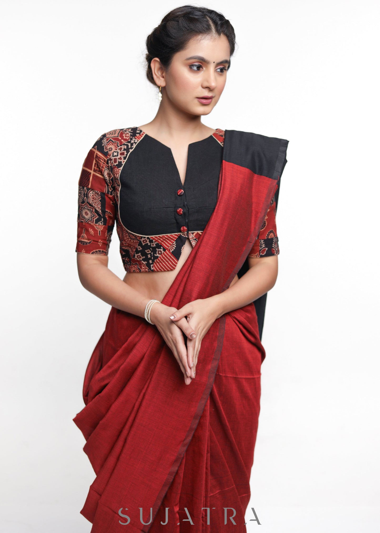 Smart Ajrakh Patch Work Blouse