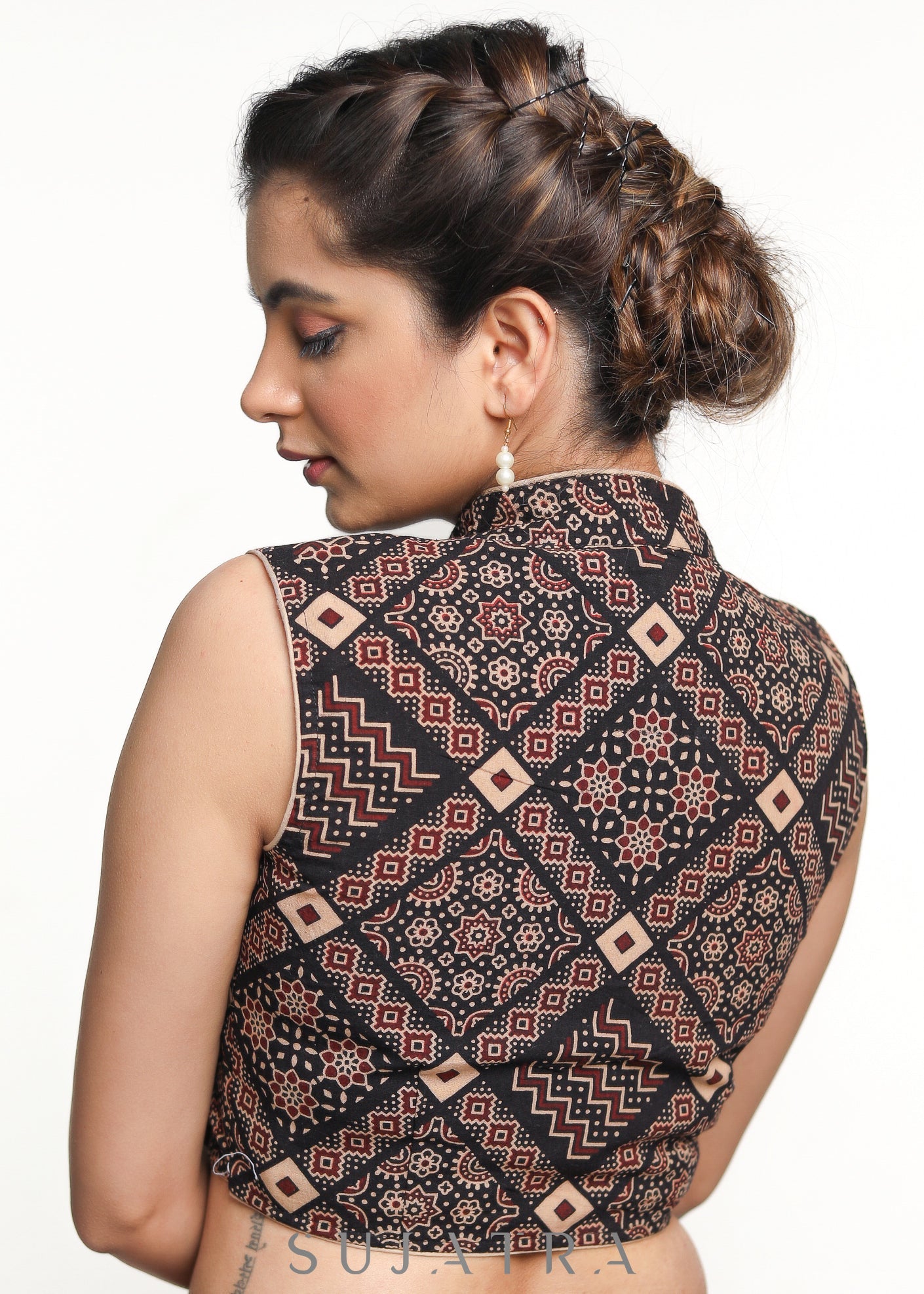 Smart Ajrakh Sleeveless Cotton Blouse