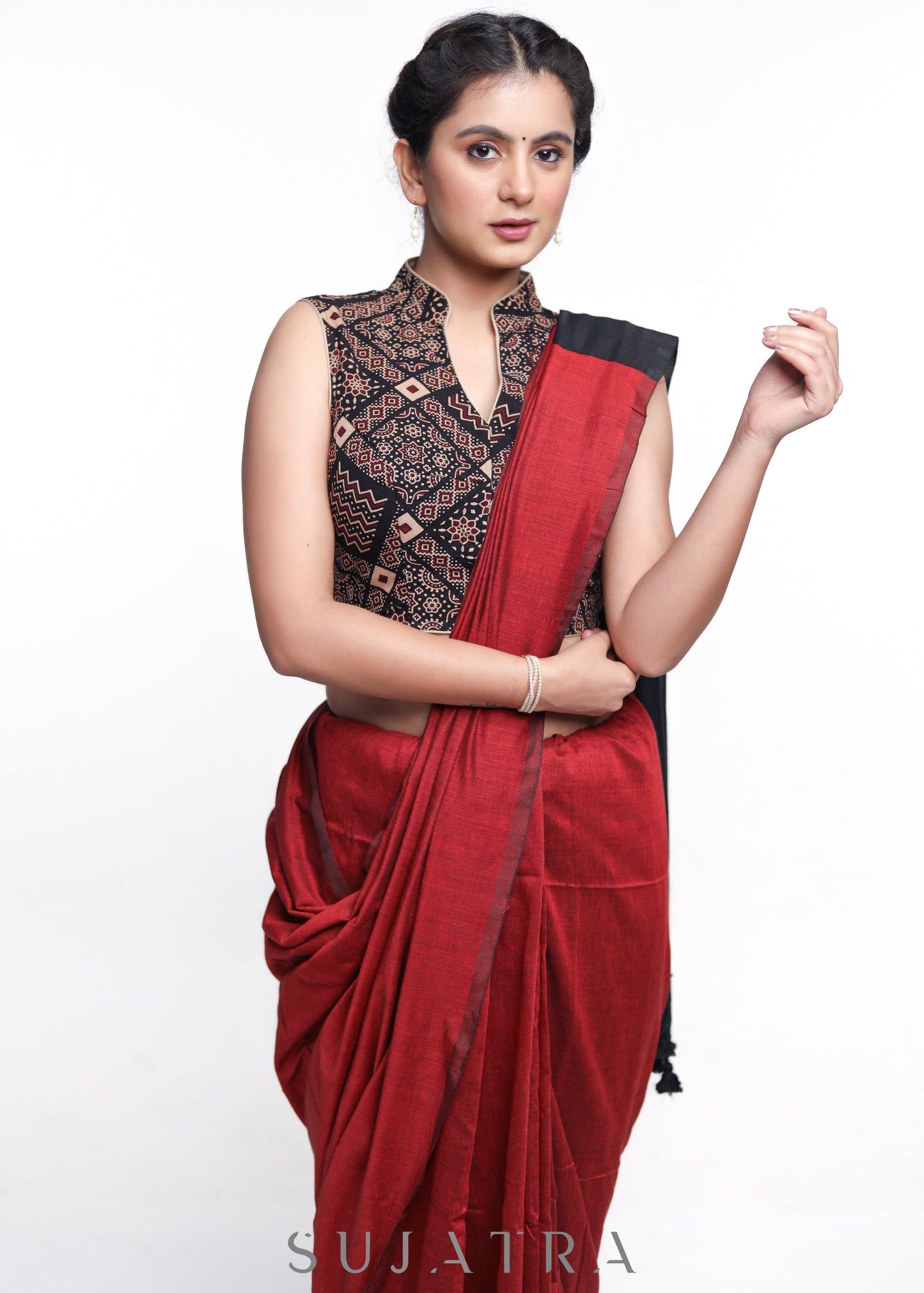 Smart Ajrakh Sleeveless Cotton Blouse