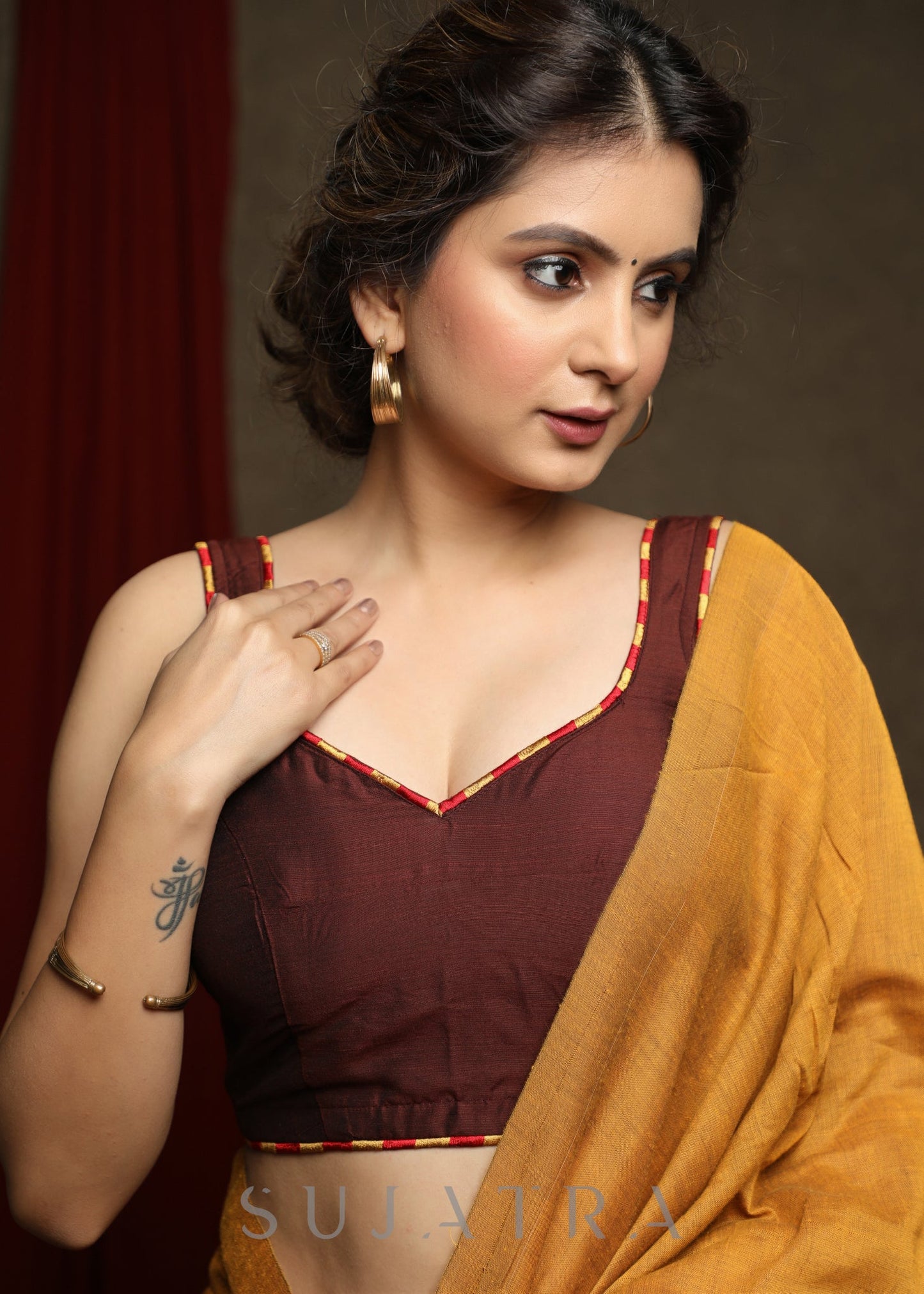 Smart Brown Cotton Silk Blouse