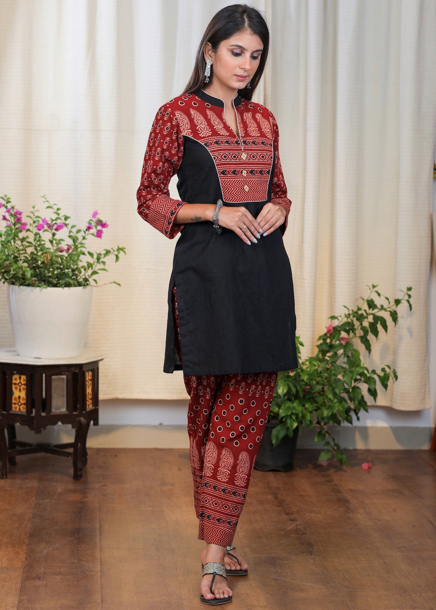 Elegant Designer Cotton Ajrakh Combination Tunic