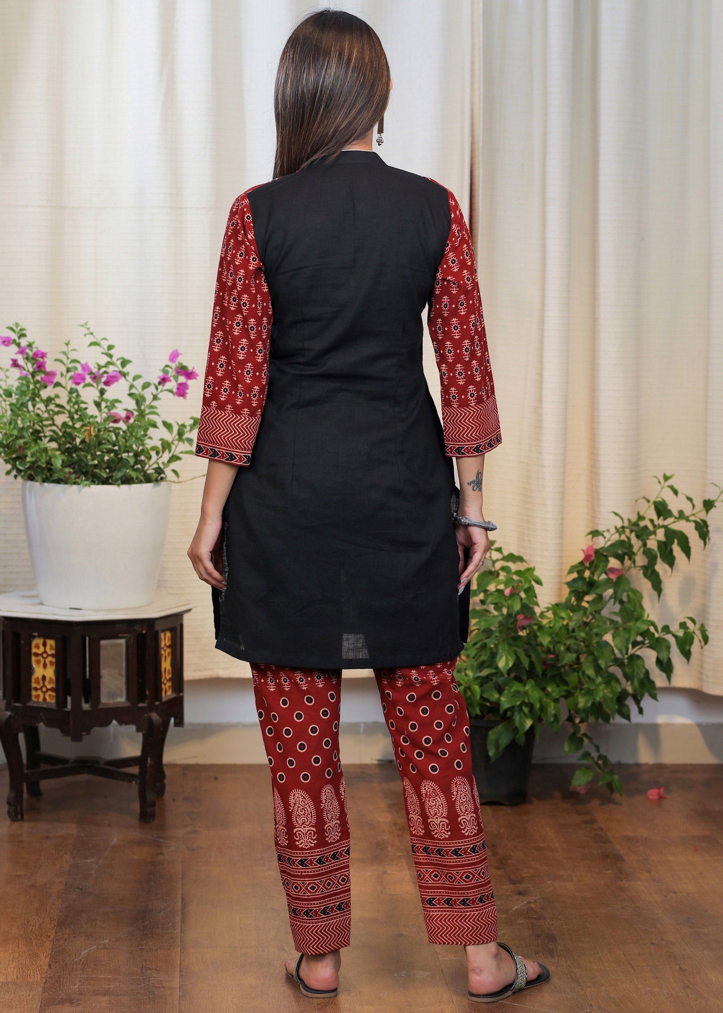 Elegant Designer Cotton Ajrakh Combination Tunic