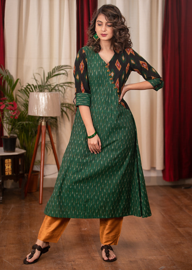 Stylish and Unique Cotton Ikat Combination Kurta
