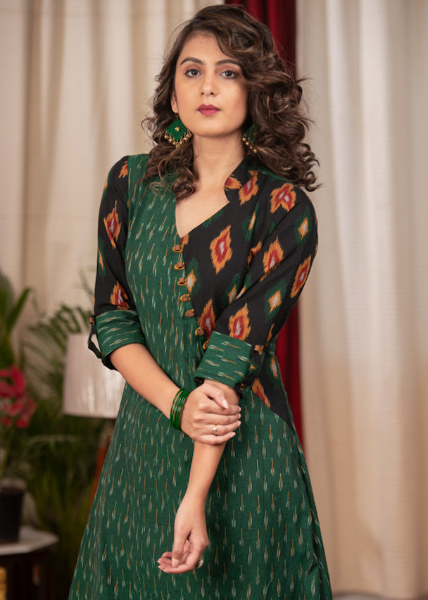 Stylish and Unique Cotton Ikat Combination Kurta