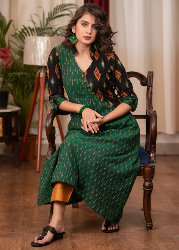 Stylish and Unique Cotton Ikat Combination Kurta
