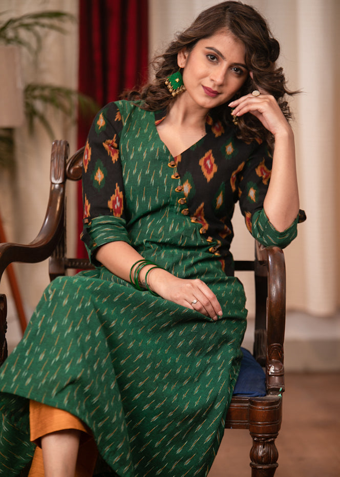 Stylish and Unique Cotton Ikat Combination Kurta
