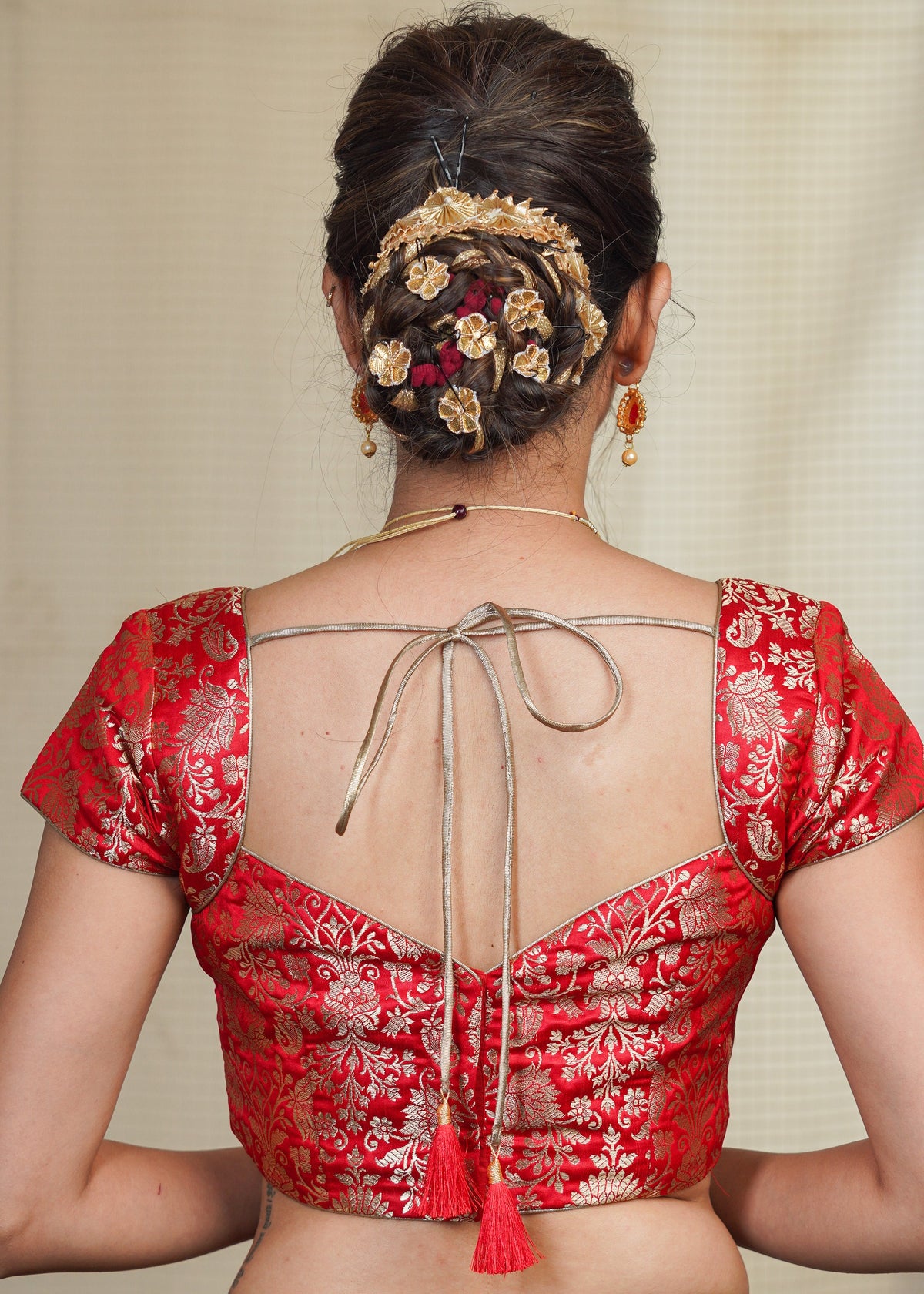 Blouse Banarasi rouge exclusive