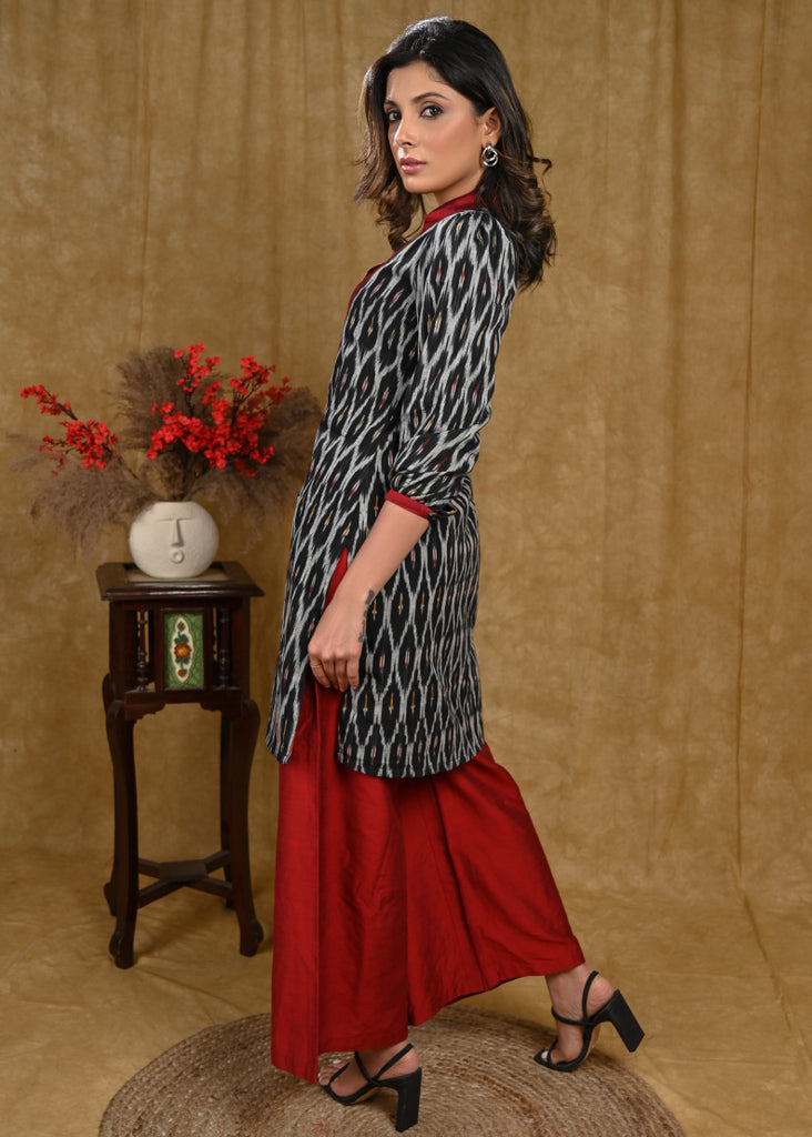 Graceful Ikat Tunic with Handmade kutch mirror Work