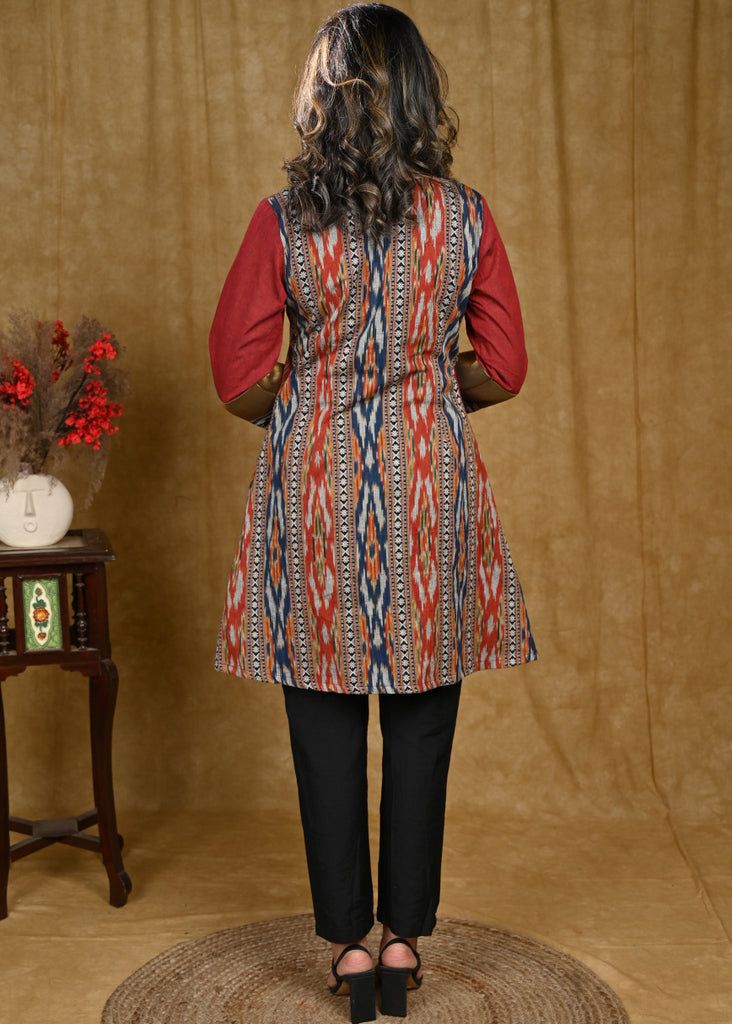 Trendy Multicolor Ikat Combination Tunic