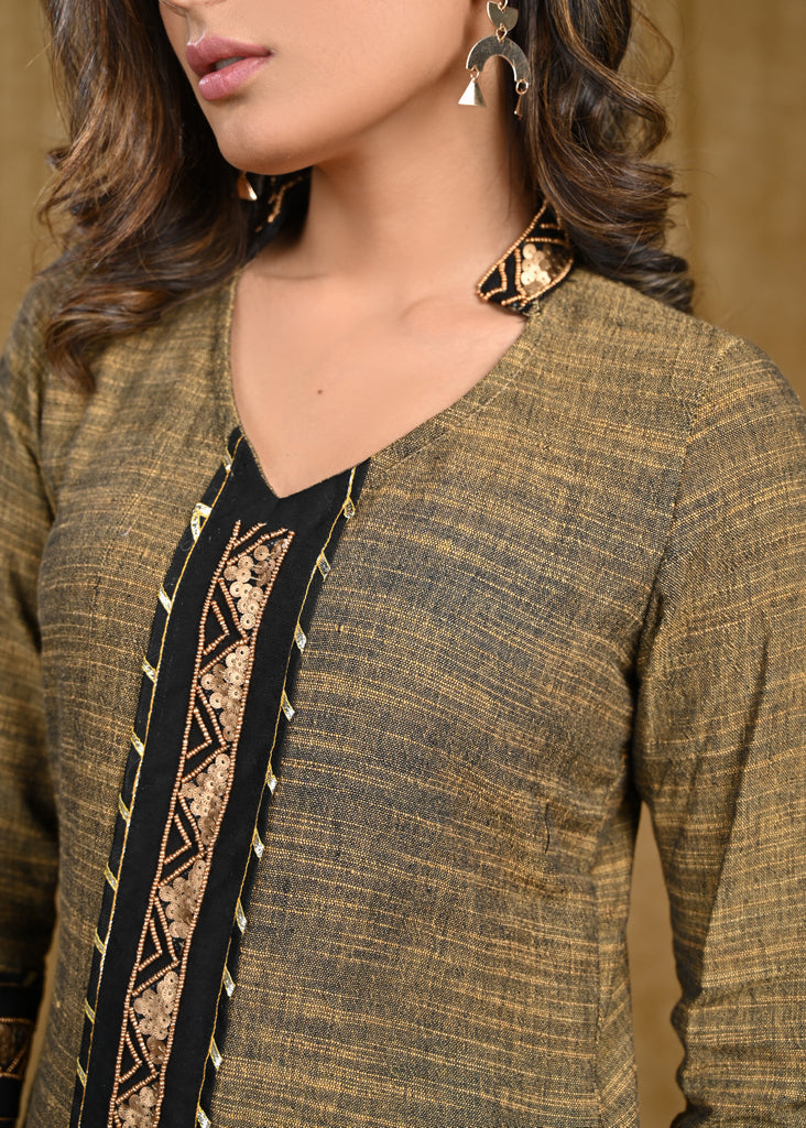 Classy Pure Cotton Straight Cut Tunic with Beautiful Hand Embroidery