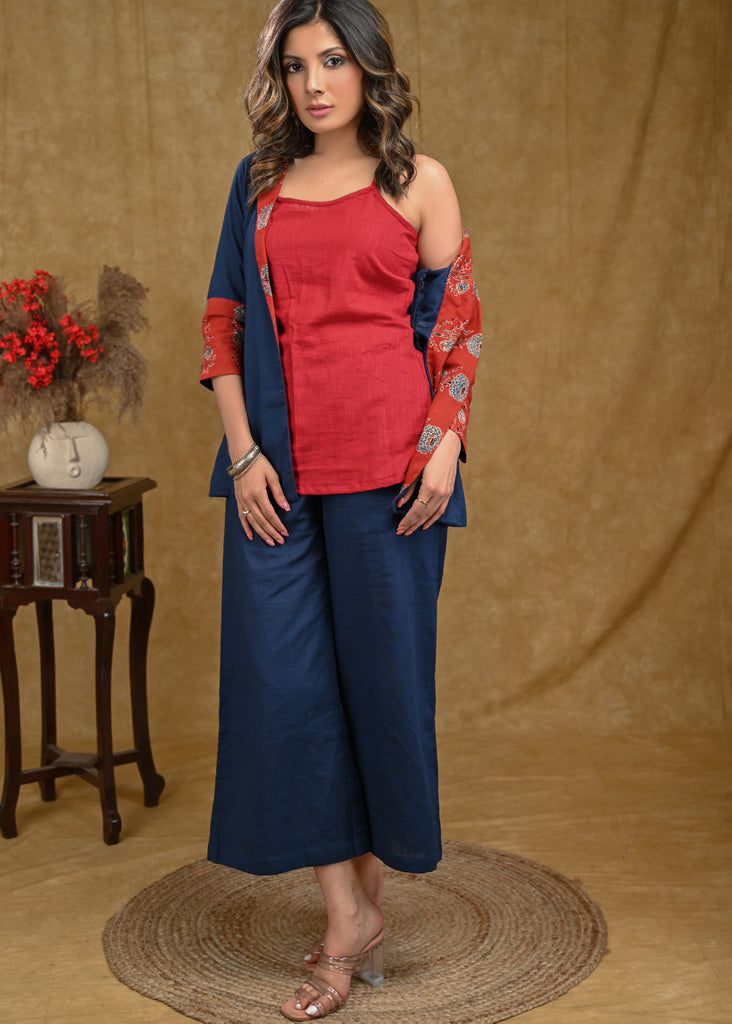 Elegant Blue Cotton Jacket