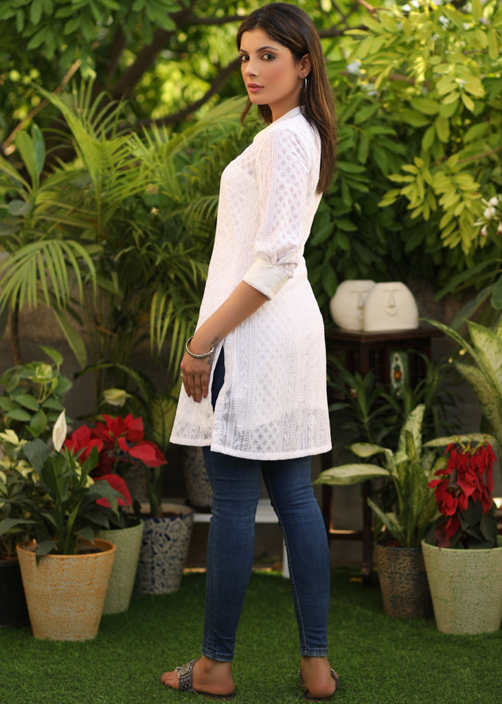 Trendy White Chikankari Tunic
