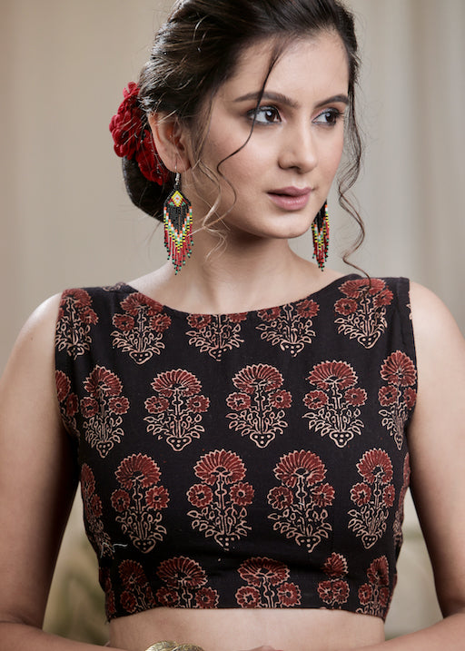 Blouse élégante en coton imprimé noir