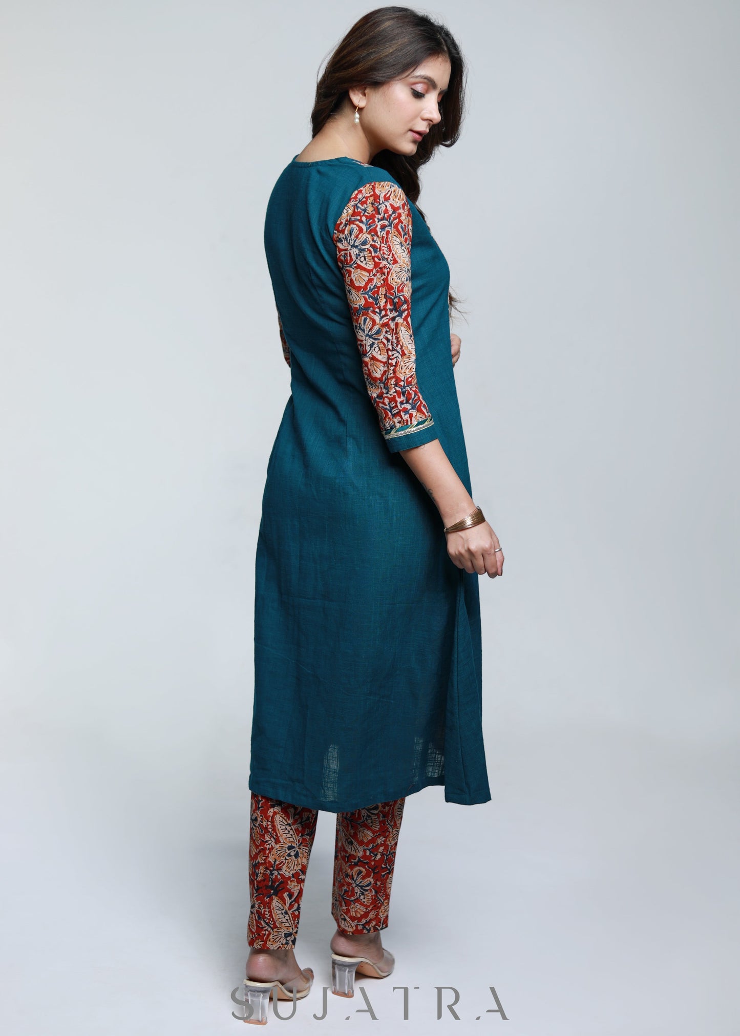 Cotton Kalamkari Combination kurta-Pant Optional