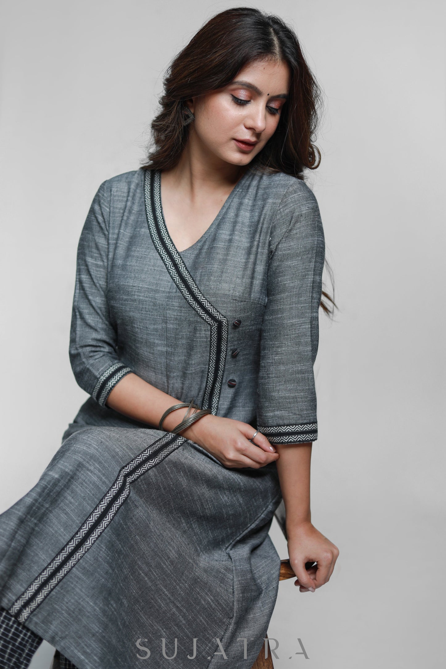 Grey Pure Handloom Cotton Kurta-Pant Optional