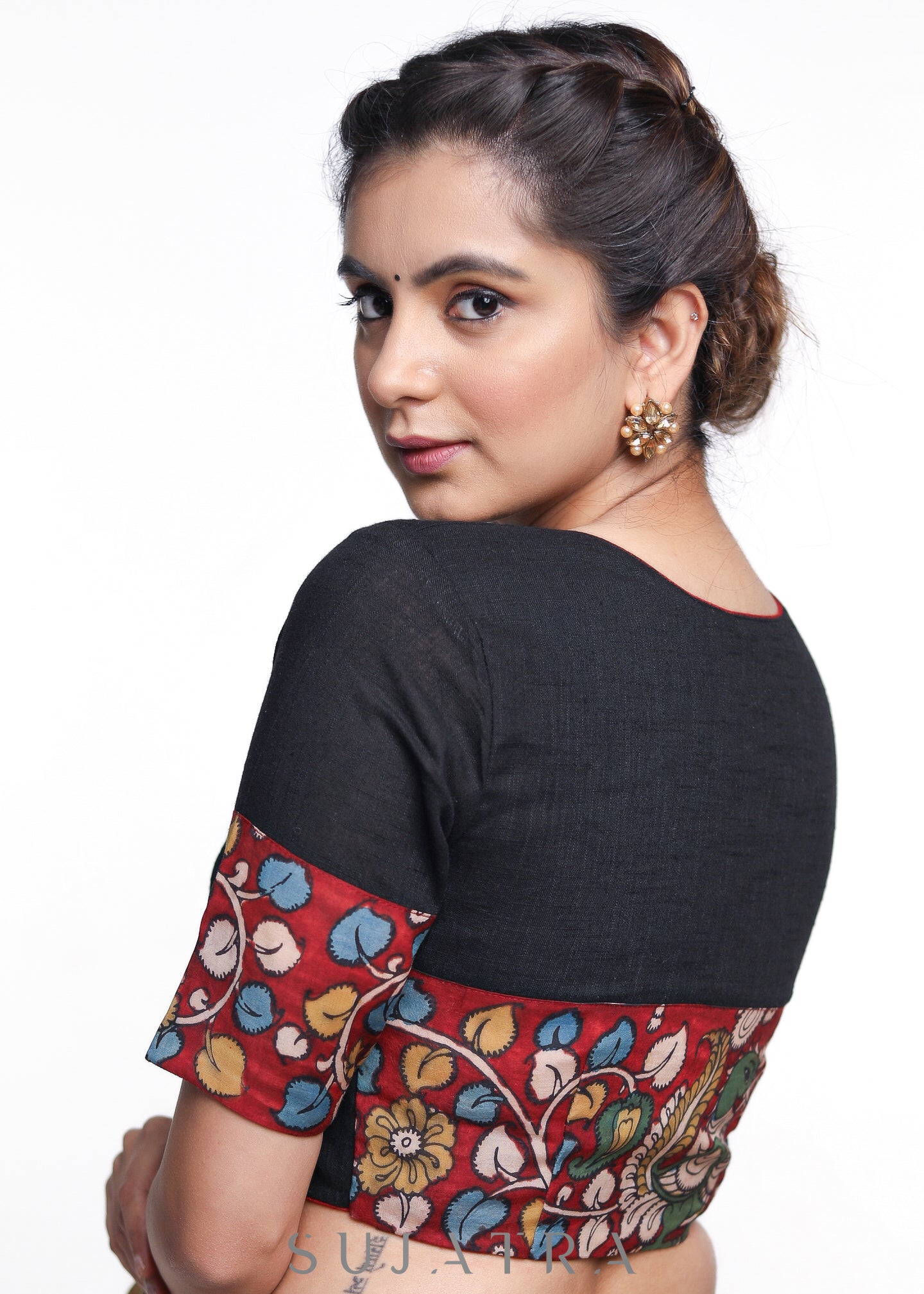 Black Cotton Kalamkari Blouse