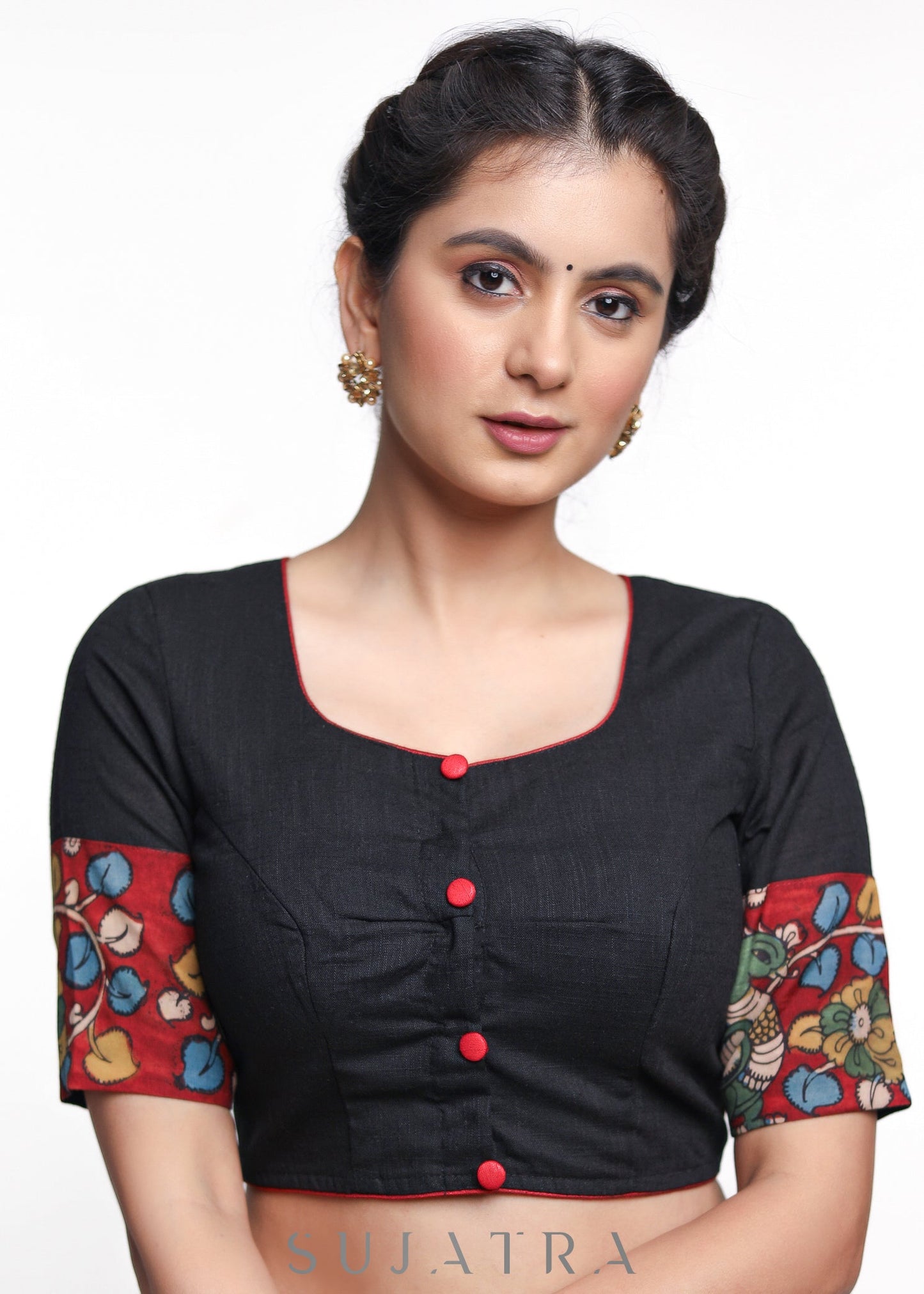 Black Cotton Kalamkari Blouse