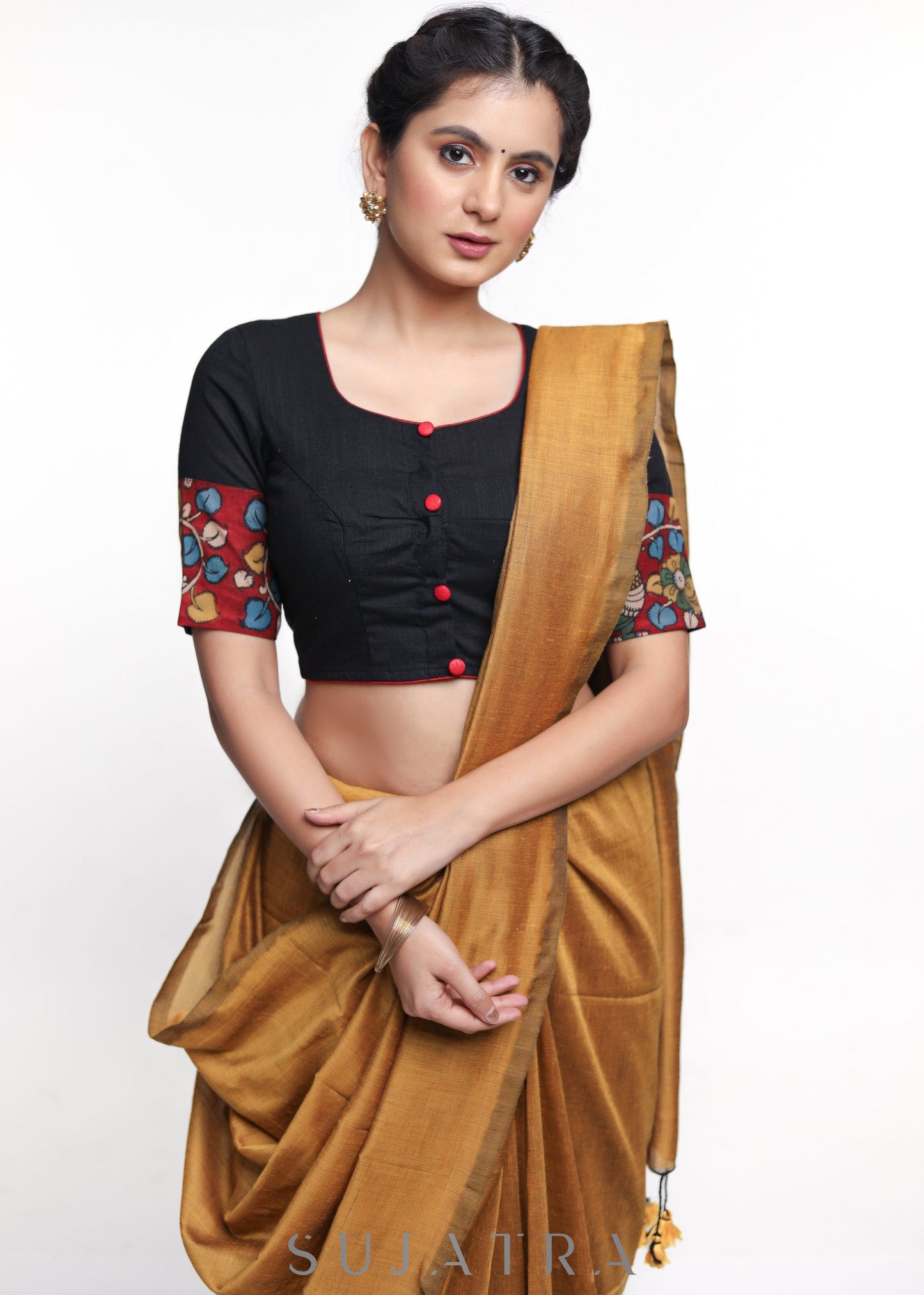 Black Cotton Kalamkari Blouse