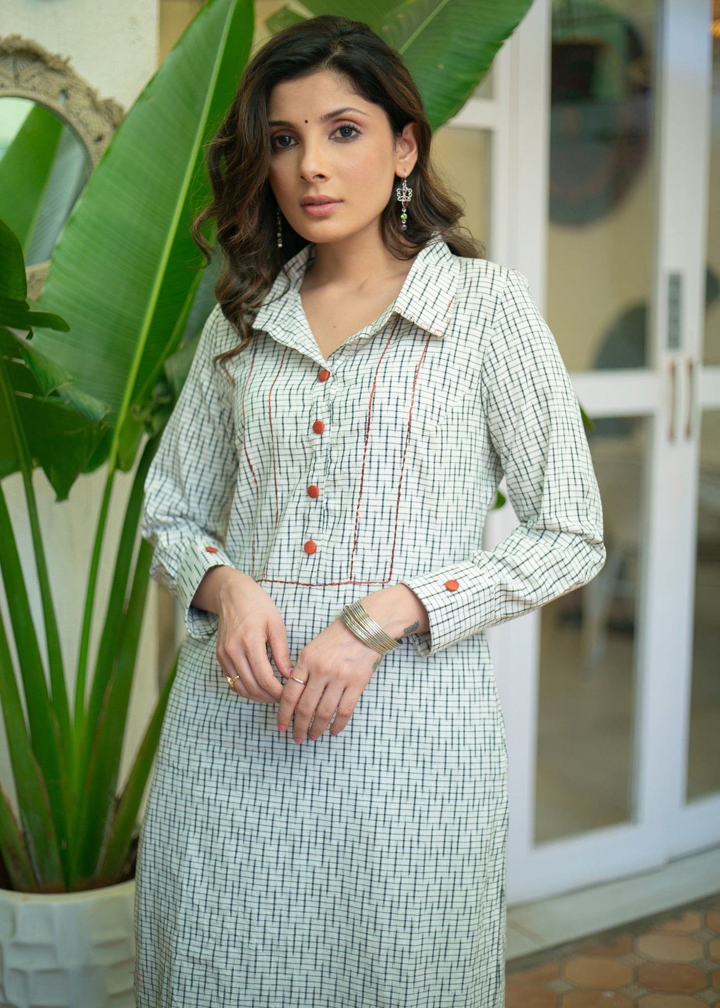 Trendy Cotton Ikat Collared Straight Cut Kurta - Pant Optional