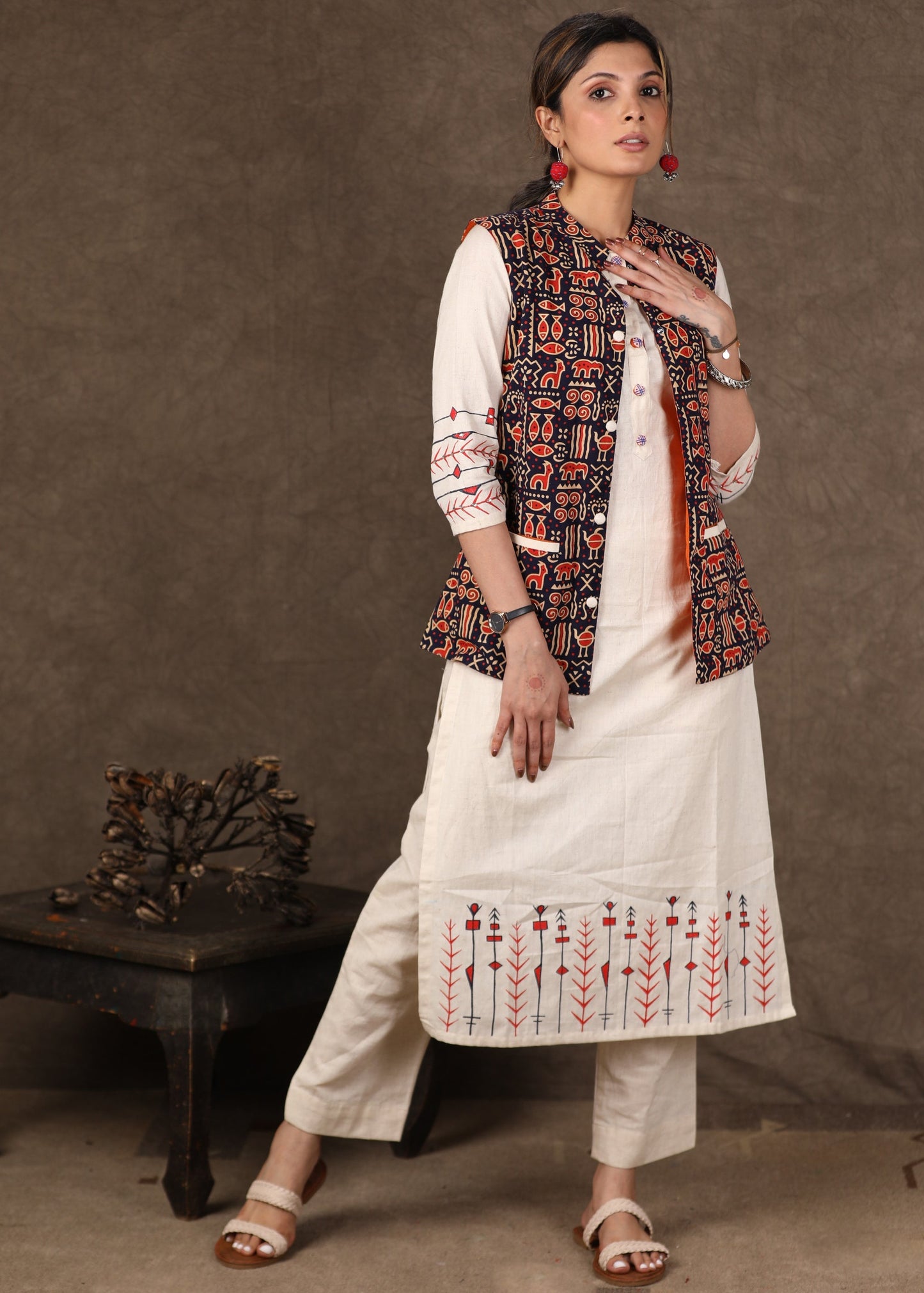 Exclusive Ajrakh printed Nehru Jacket