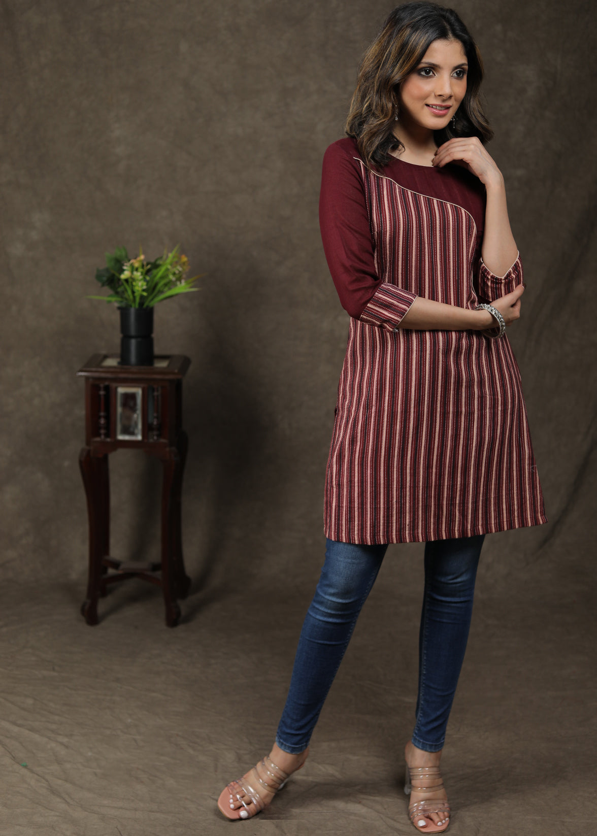 Trendy Cotton Ajrakh Tunic With Kantha Stitch