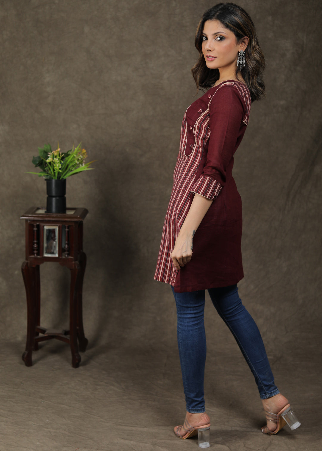 Trendy Cotton Ajrakh Tunic With Kantha Stitch