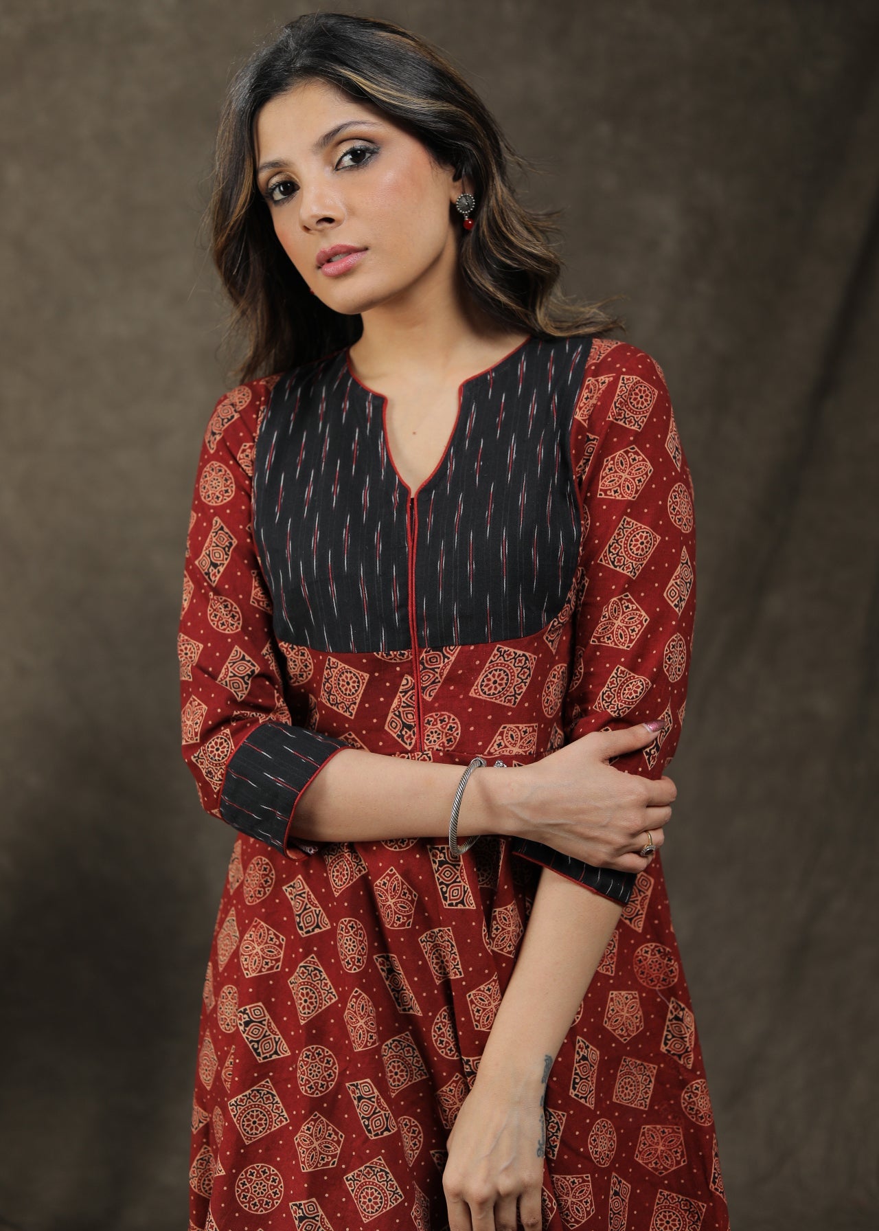 Classy Cotton Ikat Ajrakh Combination Tunic