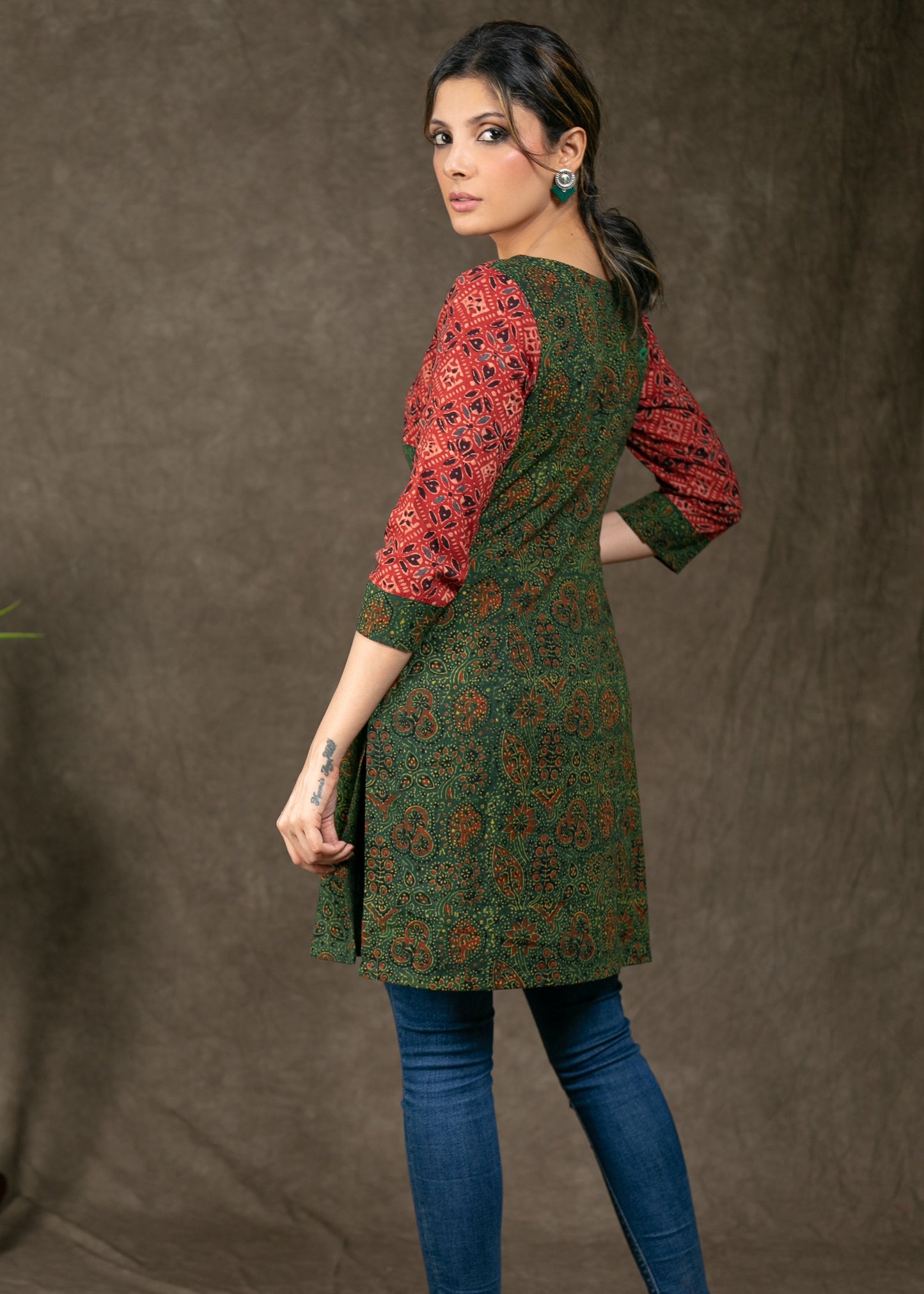 Beautiful Cotton Ajrakh Combination Tunic