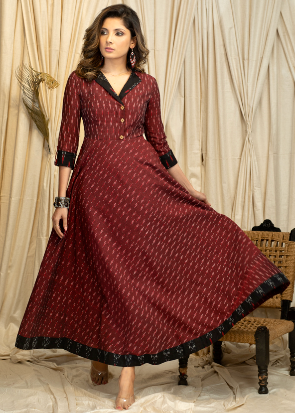 Trendy Occasion wear Ikat Cotton Gown