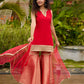Chic Red Silk Embellished Kurta with Additional Brocade Gharara Bottom and Dupatta Additional