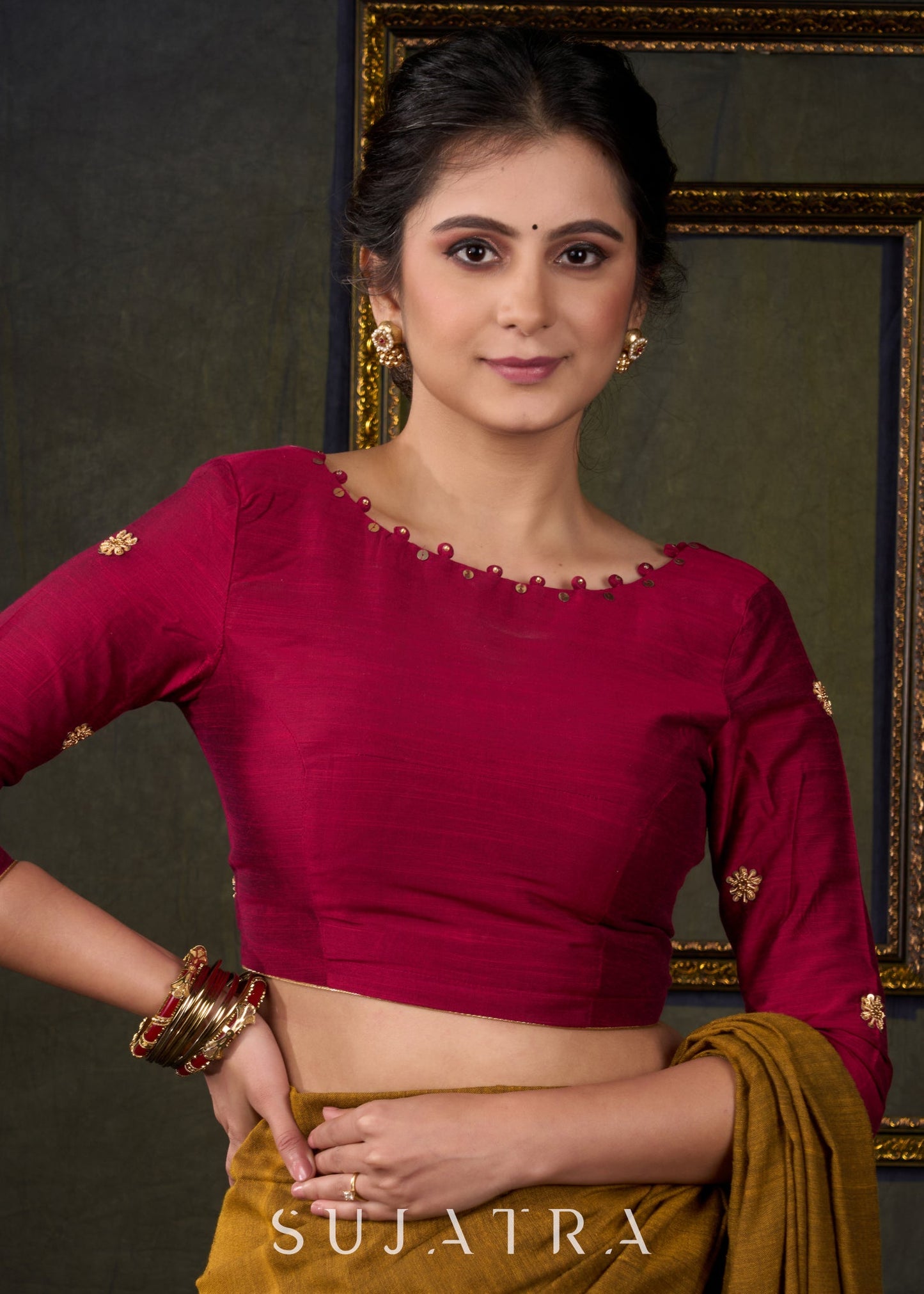 Exclusive Magenta Hand Embroidered Blouse