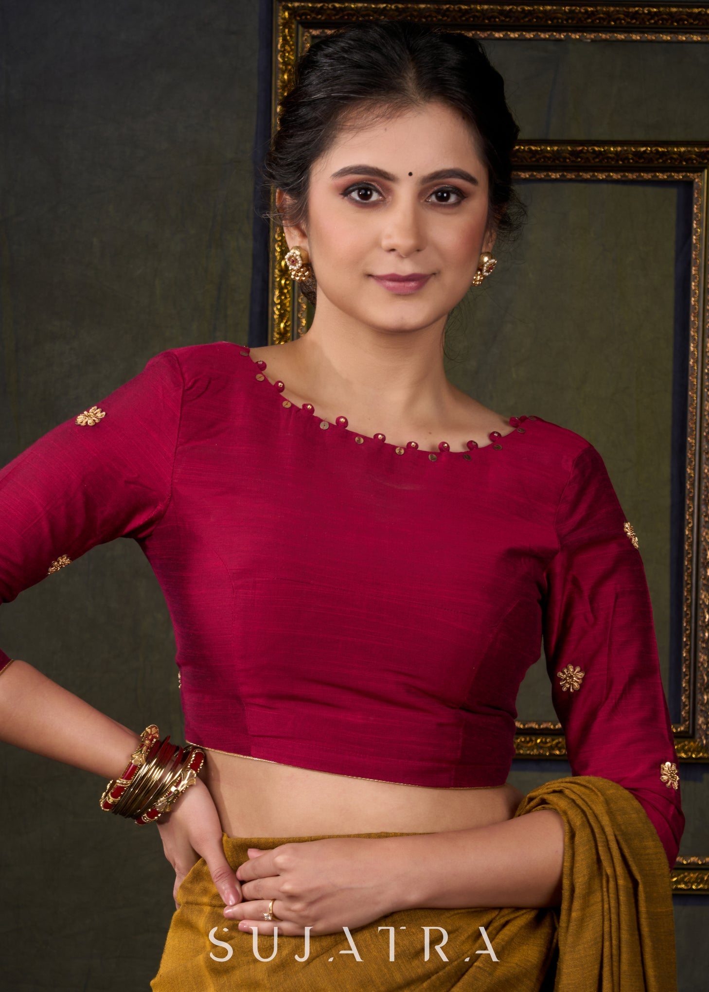 Exclusive Magenta Hand Embroidered Blouse