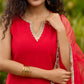 Chic Red Silk Embellished Kurta with Additional Brocade Gharara Bottom and Dupatta Additional