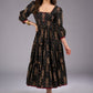 Chique Black Ajrakh Layered Square Neckline Dress