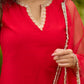 Chic Red Silk Embellished Kurta with Additional Brocade Gharara Bottom and Dupatta Additional
