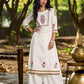 Graceful White Cotton Panel Kurta with Delicate Floral Hand Block Motifs