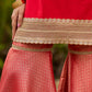 Chic Red Silk Embellished Kurta with Additional Brocade Gharara Bottom and Dupatta Additional