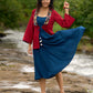 Festive Red Kalamkari Jacket with Shell Tassels – Styled with Rayon Dress