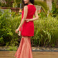 Chic Red Silk Embellished Kurta with Additional Brocade Gharara Bottom and Dupatta Additional