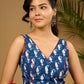 Stunning indigo cotton sleeveless blouse - Optional Plain Saree