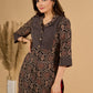 Bold Black Ajrakh Printed Cotton Kurta with Linear Yoke and Cuff Detailing