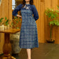 Bloomed in Blue Hand-Painted Indigo Dress with hand painted Contrast Yoke