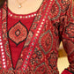Maroon Artisan Ajrakh Top with Mirror Embellishments and Appliqué Work