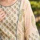 Classic Hand Block Printed Beige Chanderi Kurta Featuring Paisley Panels & Flared Sleeves
