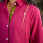 Magenta Cotton Shirt Featuring Fine Hand Embroidered Details