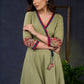 Exclusive-Sage-Green-Cotton-A-Line-Kurta-With-Kalamkari-Combination-Pant-Optional