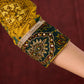 Mustard & Green Ajrakh Cotton Kurta with Minimal Hand Embroidery